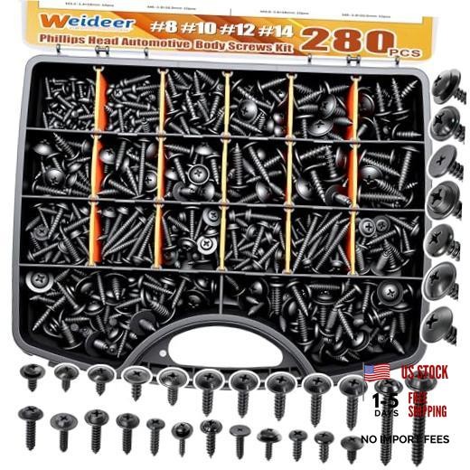 280pcs Automotive Body Screw Assortment M4.2 M4.8 M5 M5.5 M6.3 Screws