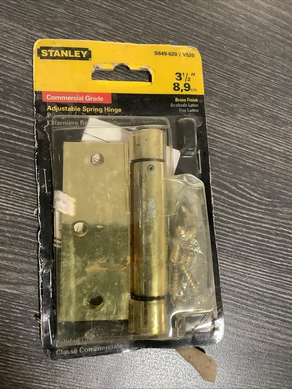 Stanley 3 1/2” Adjustable Spring Hinge Satin Brass Plated Steel Open Box