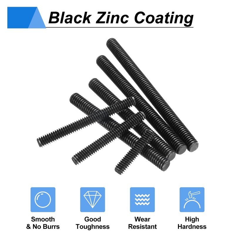 10Pcs Fully All Threaded Rod 1/4" Thread 20 Pitch 1-1/2" l Carbon Steel Screw gallery