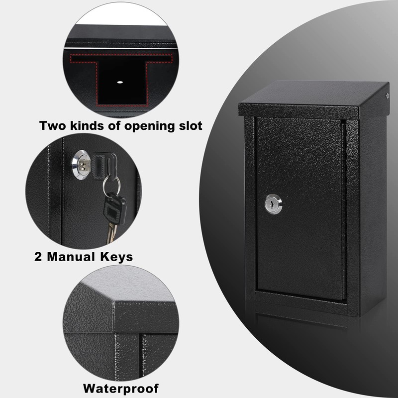 Wallmounted Key Drop Box With Key Lock Metal Mailbox Indoor& Outdoor Storage Box gallery