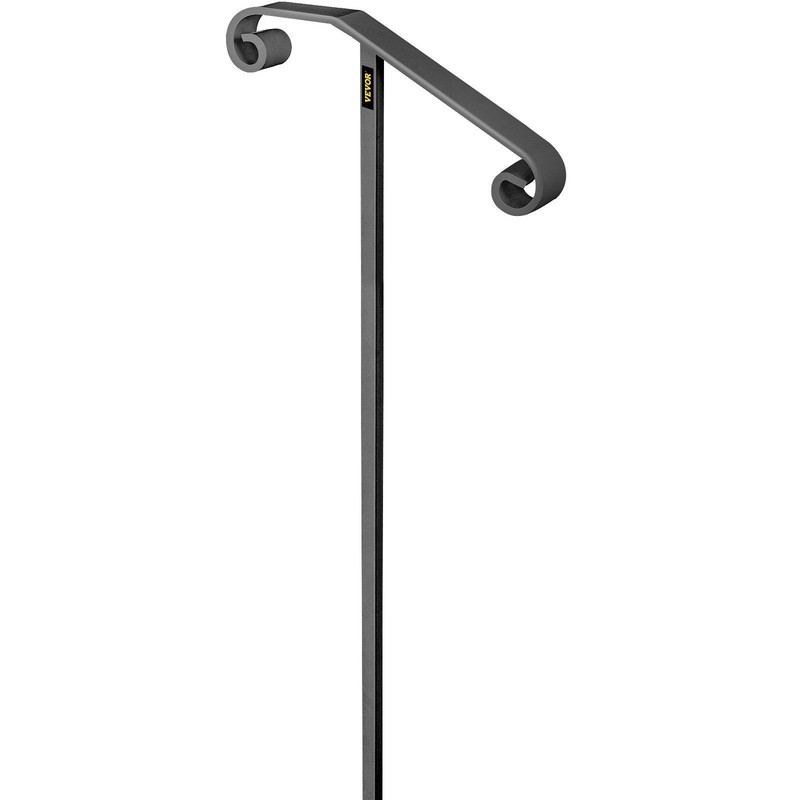 Gray Powder-Coated 58in Single Post Wrought Iron Handrail for 1–2 Steps