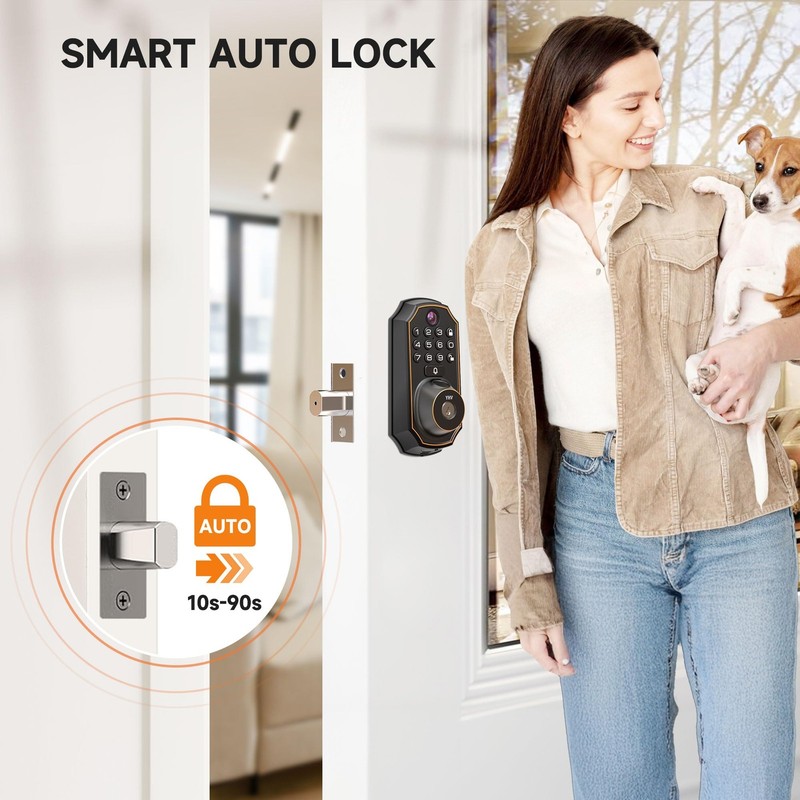 Keyless Entry Door Lock with Camera Fingerprint Smart Door Lock with App Remo... gallery