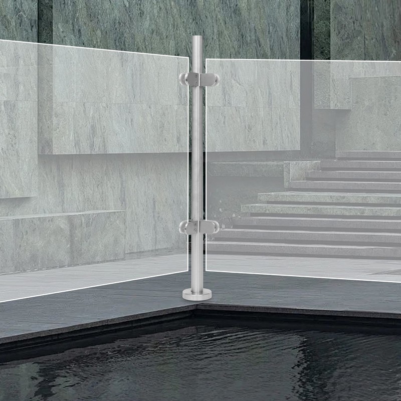 304 Stainless Steel Railing Post Fence Brushed Load 80kg Corner Silicone Pads