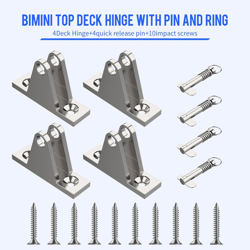 4 Pack Bimini Top Deck Hinge Kit 316 Stainless Steel Quick Release Pin Boat gallery