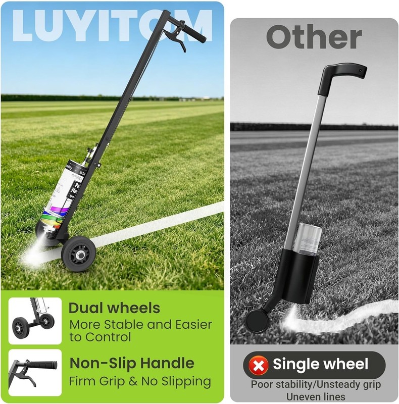 Portable Dual-Wheel Striping Machine for Effortless Lawn and Concrete Marking gallery