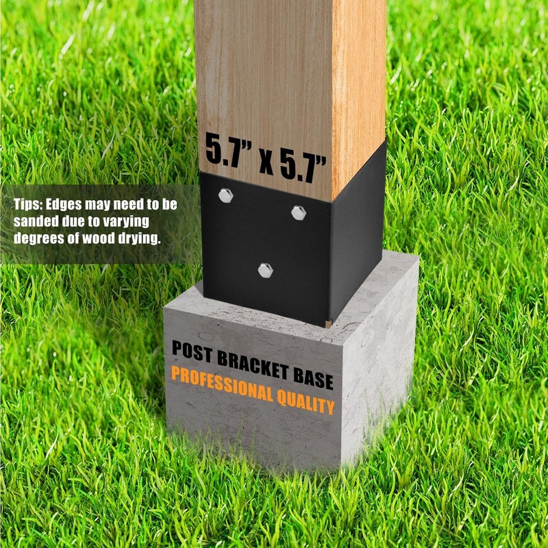2 Pack Metal Post Base Holder, 6''x6'' (Internal 5.5"x5.5"), Post Anchor Bracket gallery
