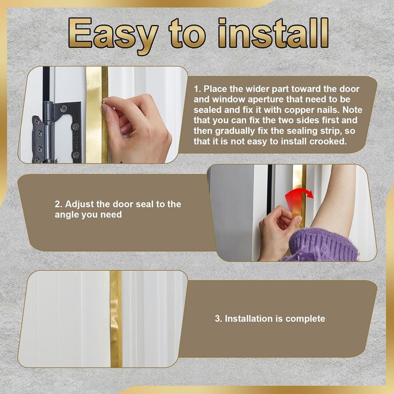 Spring-Loaded Bronze Weatherstripping, Metal Seal for Doors or Windows with gallery