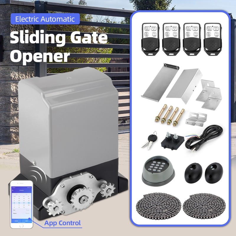 3300LBS Electric Automatic Sliding Gate Opener Motor APP+Keypad+4 Remote Control gallery