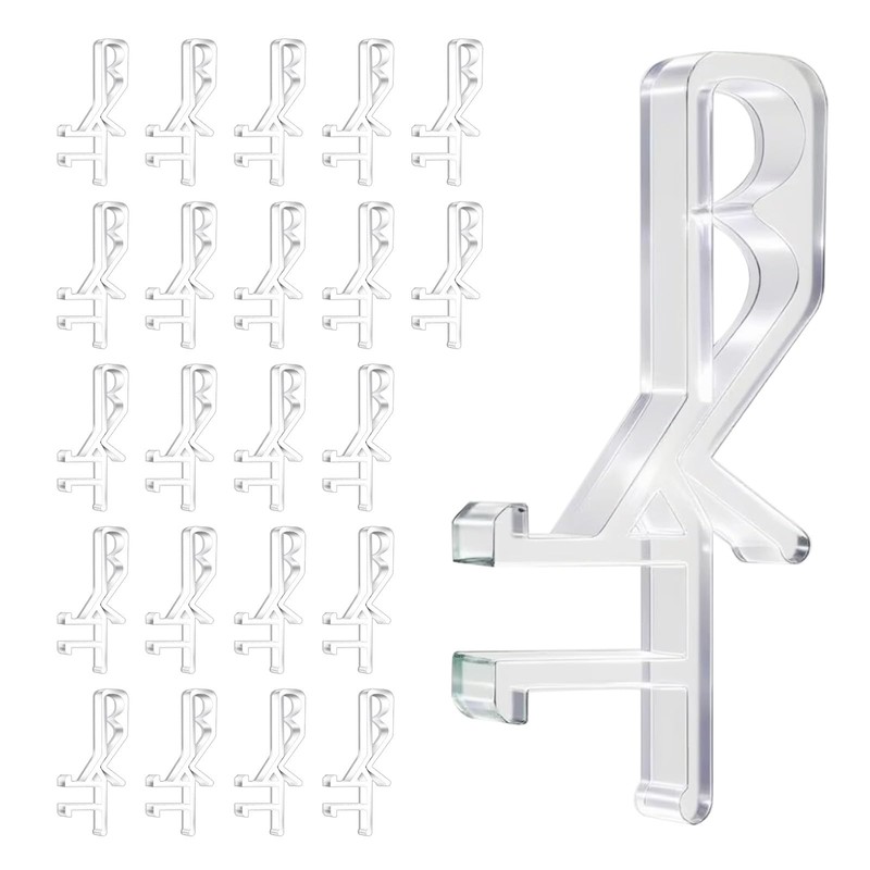 22 PCS Cidkoth Hidden Channel Valance Clips, 1-7/8 Inch Clear Transparent