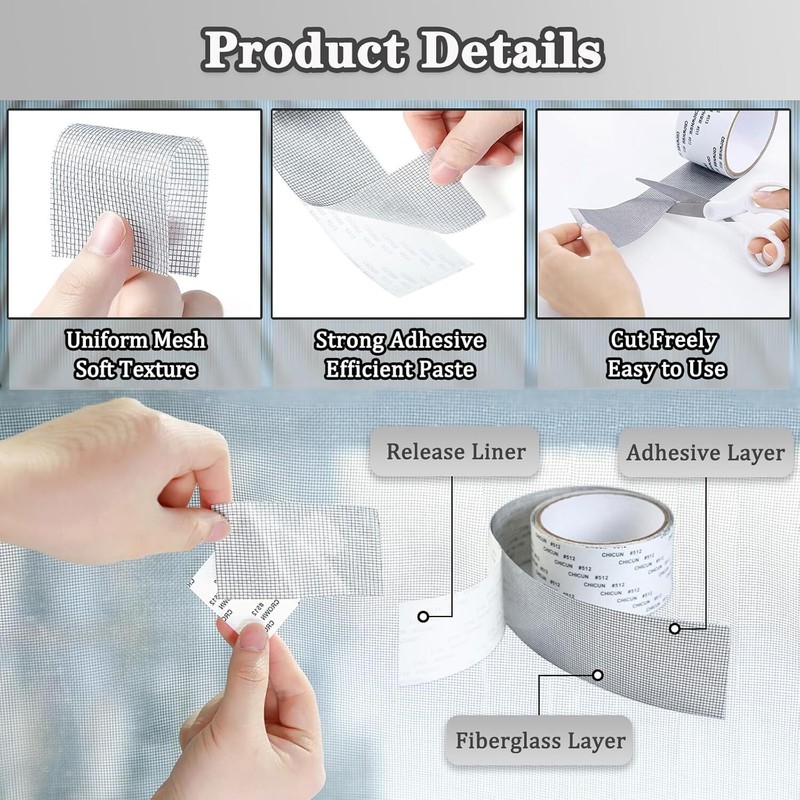 Window Mosquito Net Repair Tape Self Adhesive Window Screen Repair Patch 5*200cm gallery