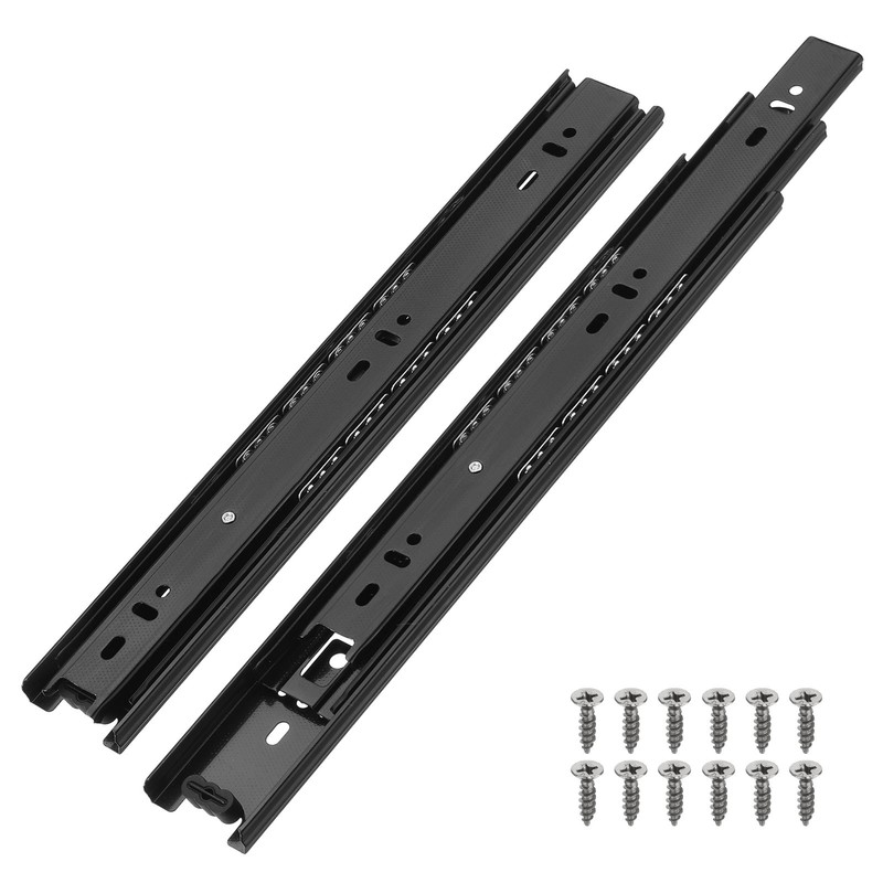 12×1.7 Inch Drawer Slide, 2Pcs Steel Side Mounted Rail with Mounting Screw Black