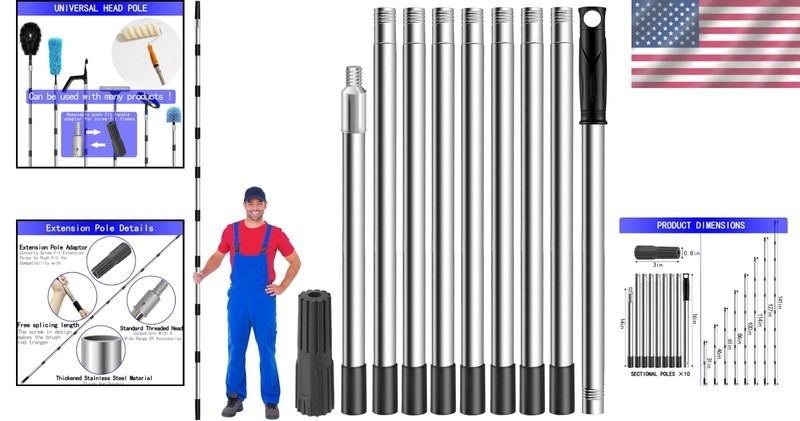 Versatile 11.8ft Extension Pole - Lightweight for Painting, Cleaning & More gallery