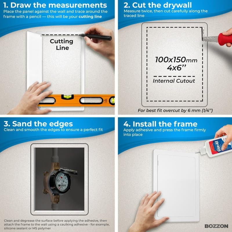 Access Panel for Drywall - 4 X 6 Inch - Wall Hole Cover - Access Door - Plumbing gallery