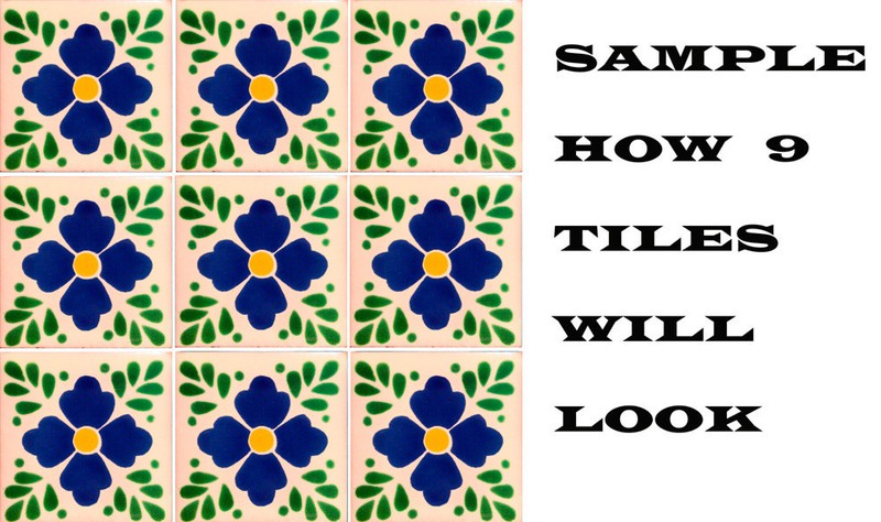 #C053) Mexican Tile sample Ceramic Handmade 4x4 inch, GET MANY AS YOU NEED !! gallery