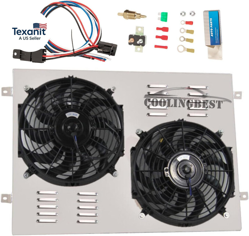 Aluminum Radiator Shroud Electric Fan for 1966-1979 Ford Bronco & F100 F150 F250