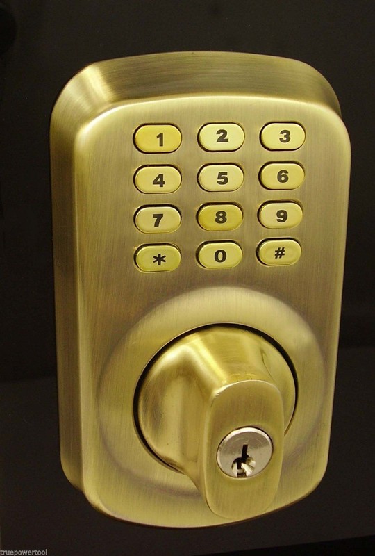 Code-a-Key Electronic Keyless Deadbolt Door Lock (Antique Brass)