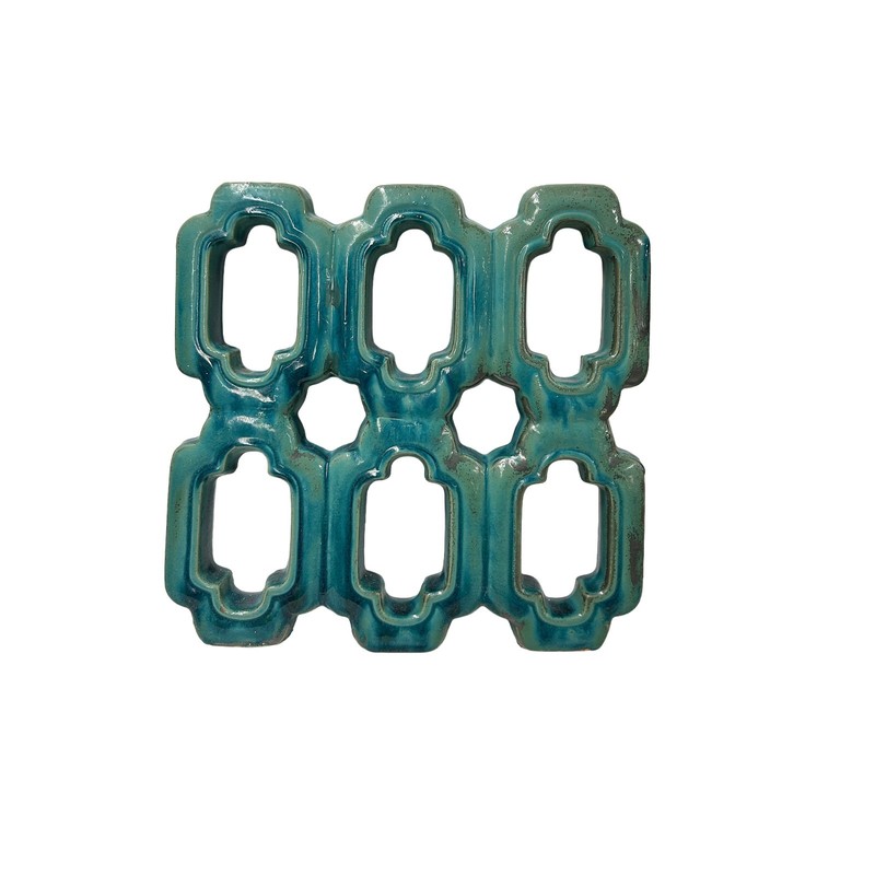 Chinese Rectangular Open Turquoise Mix Glaze Wall Floor Clay Tile GB224 gallery