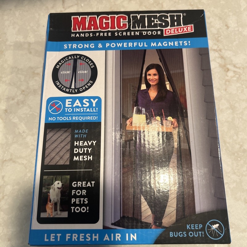 Magic Mesh Deluxe Hands Free Magnetic Screen Door 39″x83″ Black (MM011124) NEW