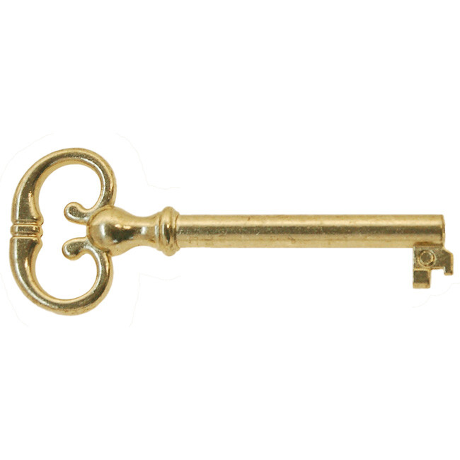 Universal Skeleton Furniture Cabinet Key Lock Polished Brass Plated 2-7/8″ Long