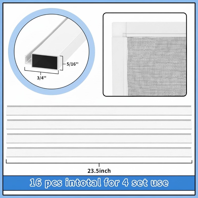 4 Pack Window Screen Kit Aluminum Frame with Corners, Spline, Springs, Pull T... gallery