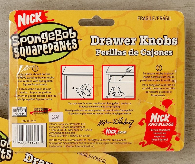 SpongeBob Squarepants Drawer Knobs Pulls Handles Rare! Metal 2 Sets 4 Total gallery