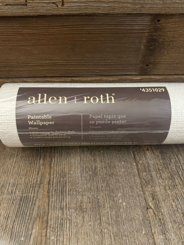Allen + Roth Paintable White Weave Wallpaper Roll. NWT