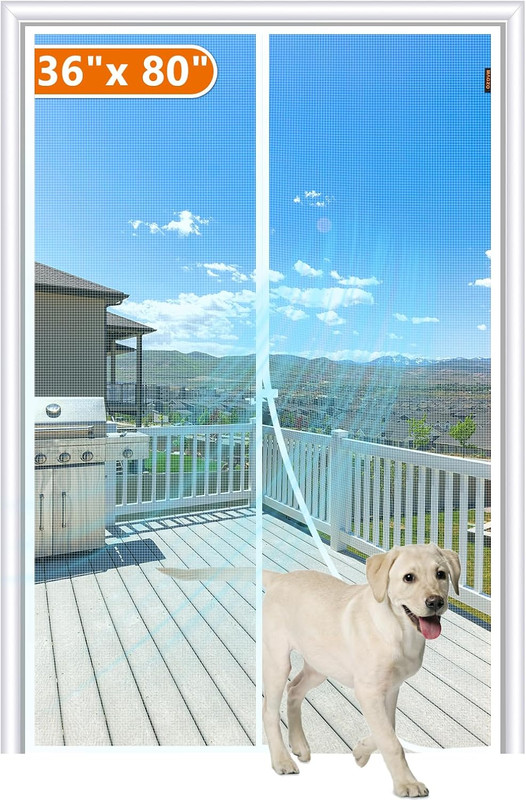 Magnetic Screen Door Fit Door Size 36 X 80 Inch, Screen Size 38″ X 81″ Strong Ma