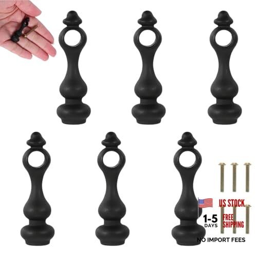 6 Pack Metal Shelf Rail Connectors Glass Railing Posts for Gallery Black
