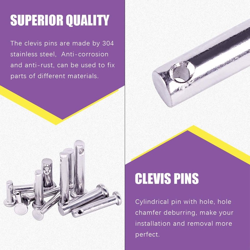 Swpeet 96Pcs Clevis Pin Assortment Kit, 304 Stainless Steel M3 M4 M5 Silver gallery