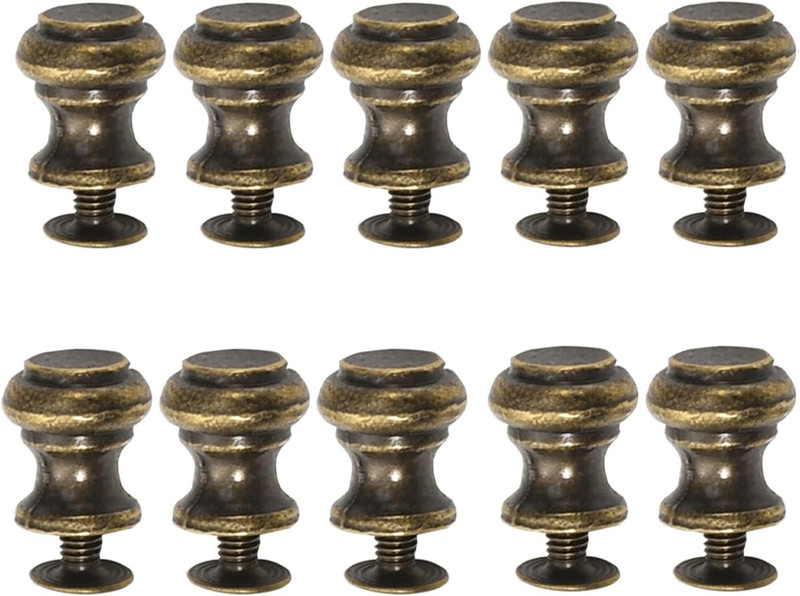10Pcs Single Hole Mini Drawer Knobs, Antique Bronze Pulls Handles for Jewelry Bo