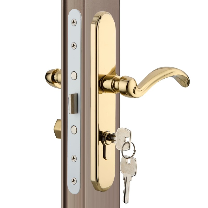 Pella Storm Door Handle Accessory Set with Key & Lock Cylinder Polished Gold NEW
