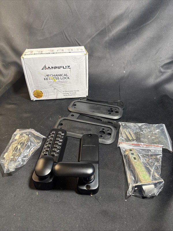 ANNFUZ Pure Mechanical Keyless Entry Keypad Door Knob Lock – Black