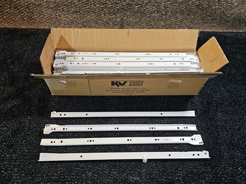 (QTY 20 PAIRS) KV 1805T WH 550, 22″ L 3/4 Ext Bottom/Side Mount Drawer Slide
