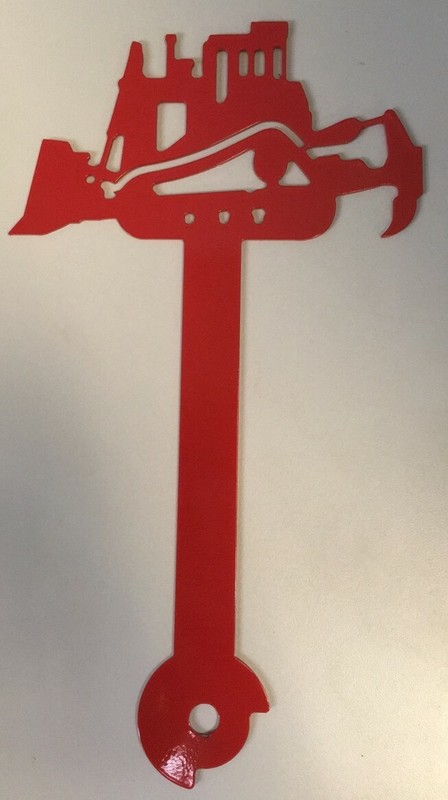 Bulldozer Metal Mailbox Flag Painted Red CNC Metal Art Hardware Included