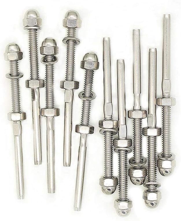 Jingyi Cable Railing Swage Threaded Stud Tension End Fitting 3/16inch, Silver
