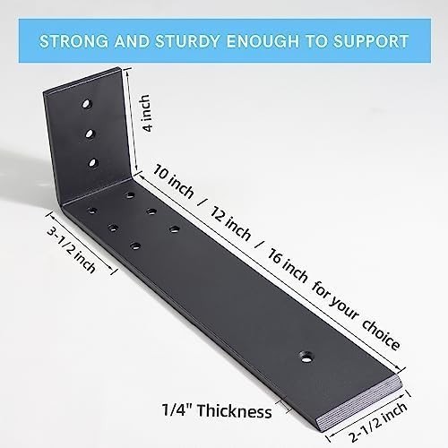 16" Countertop Brackets 3pc Steel Hidden L Shelf Support 800lb Capacity gallery