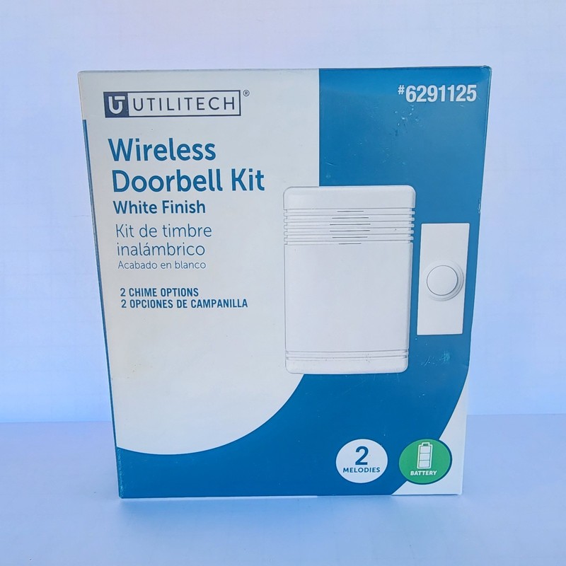 Utilitech Wireless Doorbell Kit Sensor 2 Melodies White Finish #6291125