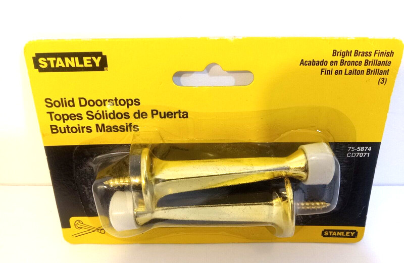 Stanley Solid Doorstops 2 Piece Satin Nickel Finish 75-5874 New in package