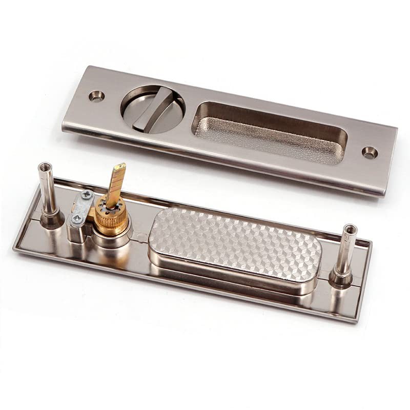 Sliding Door Lock Invisible Recessed Handle Latch Keys Pocket Barn Silver gallery