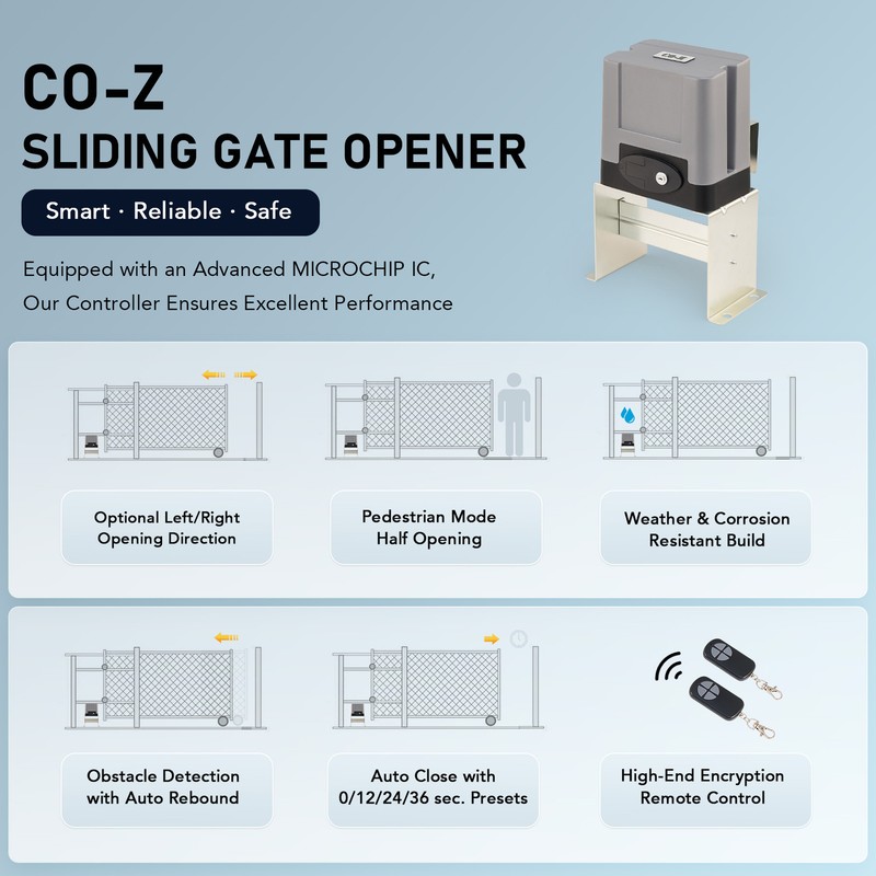 CO-Z Auto Sliding Gate Opener Driveway Remote Control Security System 1400lbs gallery