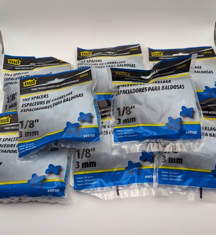 MD Building Products Tile Spacers White 1/8″ 3mm 8 Packs Of 200 1600 Total