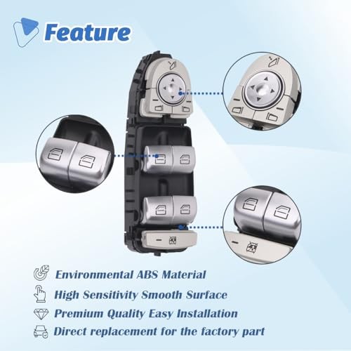 Power Window Switch Front Driver Side Compatible with 2015-2018 Mercedes-Benz gallery