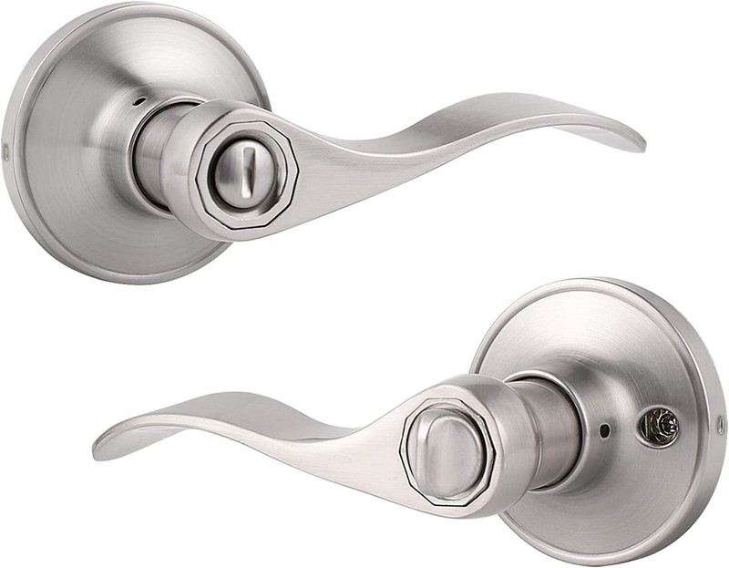 Probrico Privacy Door Lever for Interior Bed/Bath, Stainless Steel Satin Nickel
