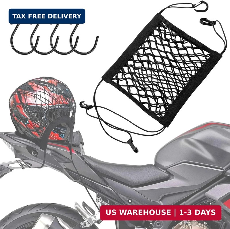 SARDVISA Upgrade Cargo Net for Motorcycle Helmet Storage, 10″X11″ High-Elastic D