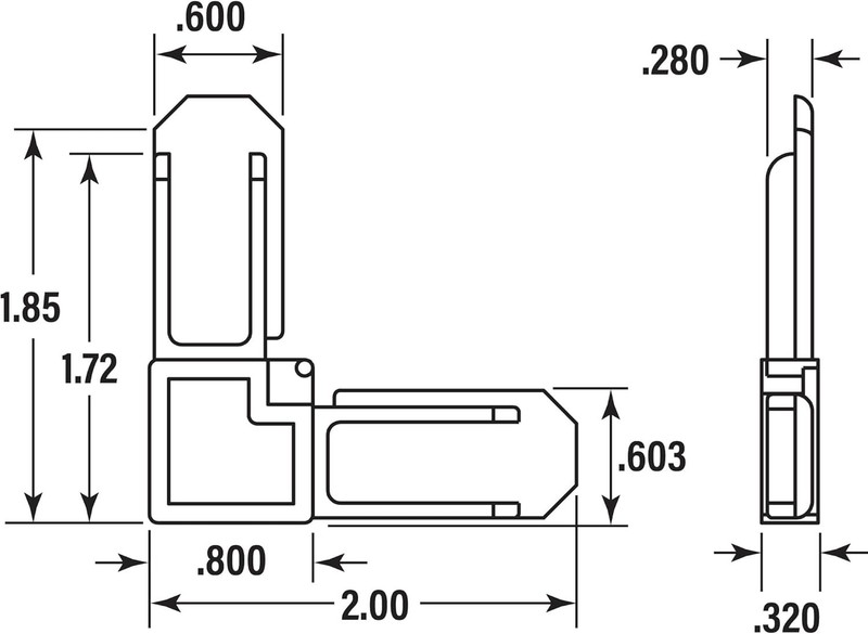 MP7729-50 Screen Frame Corner, 5/16 In. x 3/4 In., White Plastic 50 Pack gallery