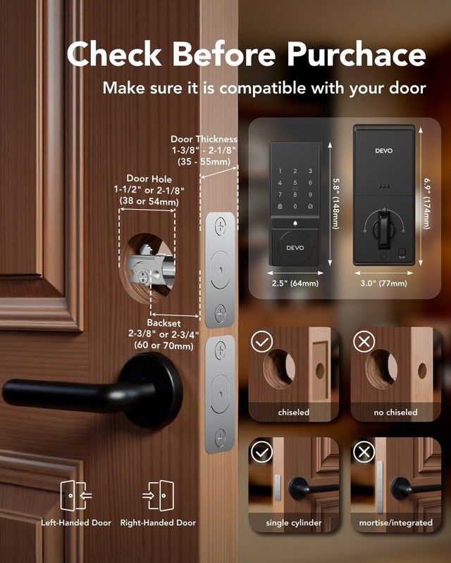 Devo G4 Smart Lock Keyless Entry Bluetooth APP Keypad IC Card Deadbolt gallery