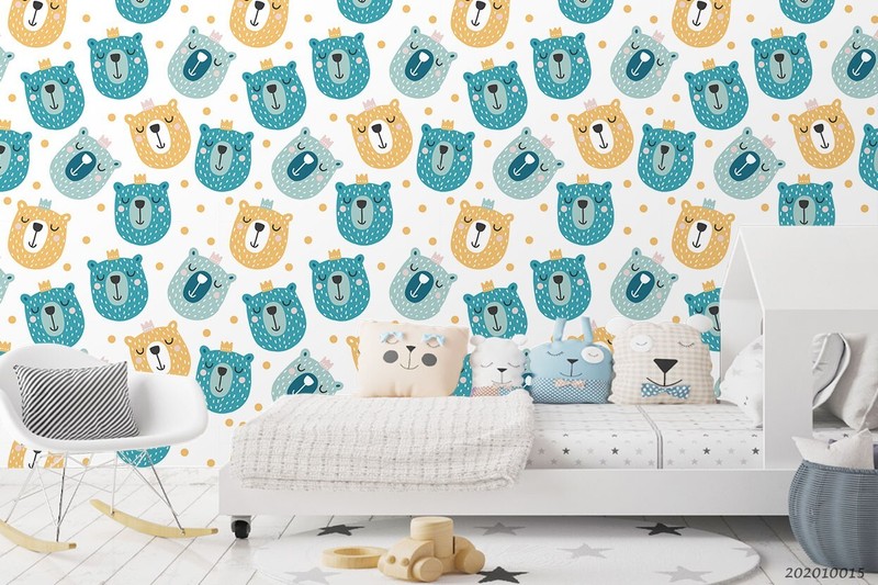 3D Bear Polka Dot Cartoon Pattern Self-adhesive Removable Wallpaper Murals gallery