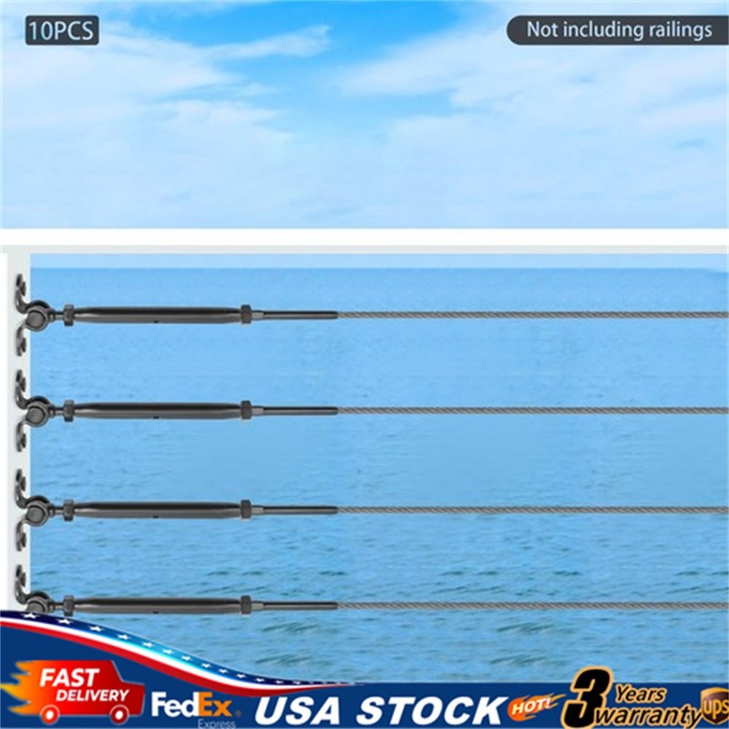 (10 Pack) Adjustable Stainless Steel Cable Railing Kits for Deck Stair For 1/8″