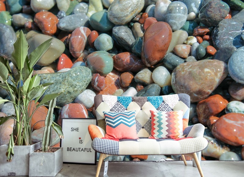 3D Colored Pebbles G7123 Wallpaper Wall Murals Removable Self-adhesive Honey