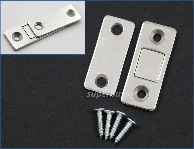 1 Set Silver Low Profile Magnetic Cabinet Cupboard Door Latch Snap Clasp Magnet